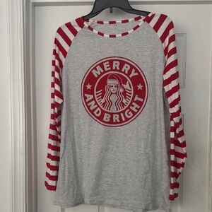 NWOT Gray and Red Merry and Bright Long Sleeve Shirt